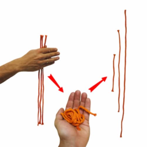 הבאנו לכם קסם מדהים ומסתורי שלושה חבלים שווים משנים את אורכם.