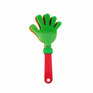 רעשן כפיים בצורת שתי ידיים פלסטיק צבעוניות, מפיק רעש מחיאות בניעור, באורך 19 ס"מ, מתאים לחלוקה לילדים בימי הולדת חוגים בגן חגיגות פורים ועוד לגילאי 3+.