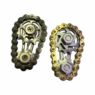 ספינר שרשרת אופניים מתכת איכותית עם גלגלי שיניים, פידג'ט מסתובב ידני להפגת מתחים וויסות חושי. זמין בכסף ובזהב, מתאים מגיל 3 ומעלה.